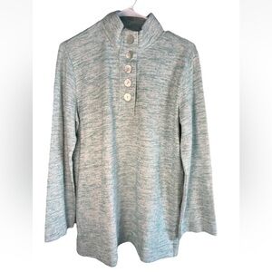 Soft Surroundings Top Womens Small Touchables Long Sleeve Tunic Aqua Button Up